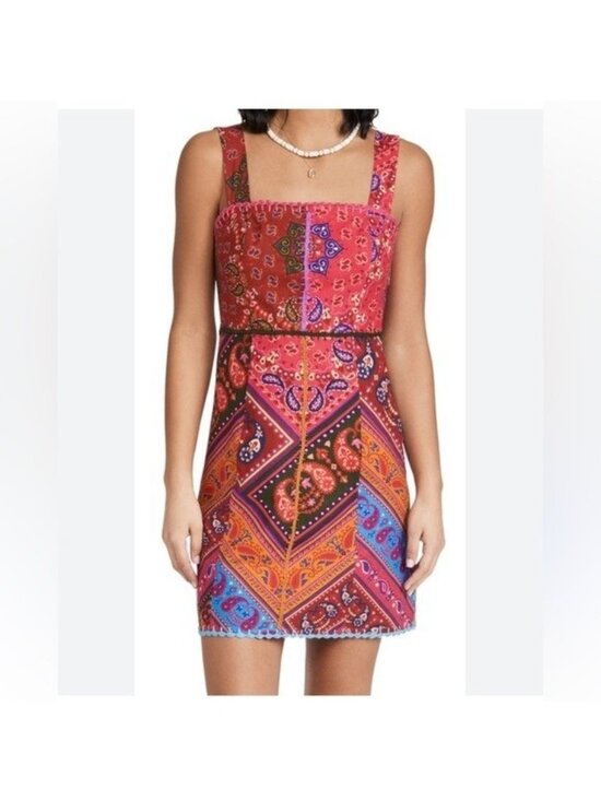 FARM Rio Dresses & Skirts - Farm Rio Womens Dress Medium Red Paisley Linen Blend NEW READ